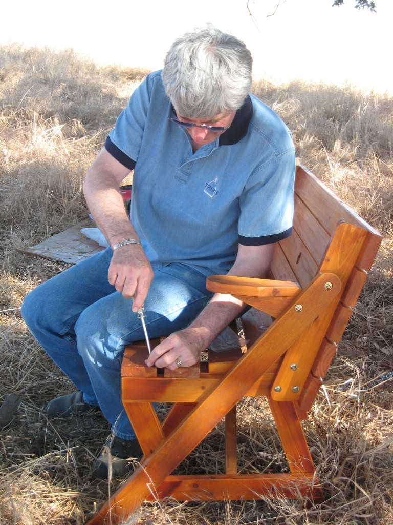 David puts the bench together